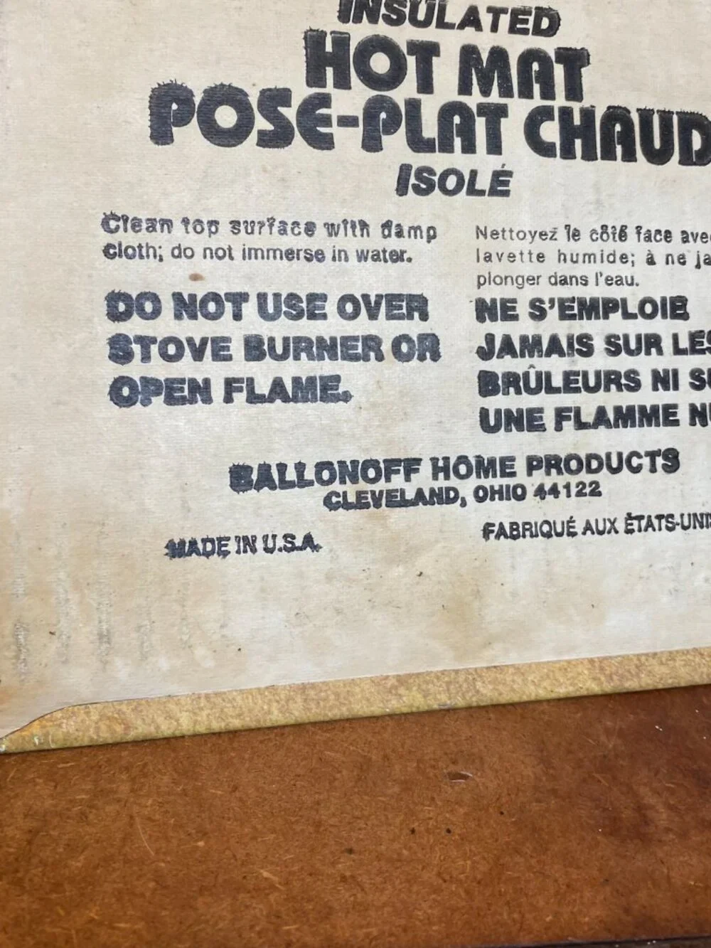 Vintage Ballonoff Home Products Mom's Pie Co. Berry Hot Mat 1978